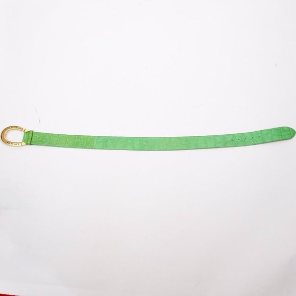 Ralph Lauren Collection Belt sz M alligator green gold horseshoe buckle main image 8